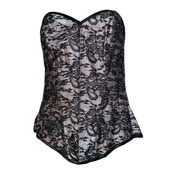 Beautiful Fredericks of Hollywood Dream Corset Size 38 / Black with floral print - Picture 2 of 7